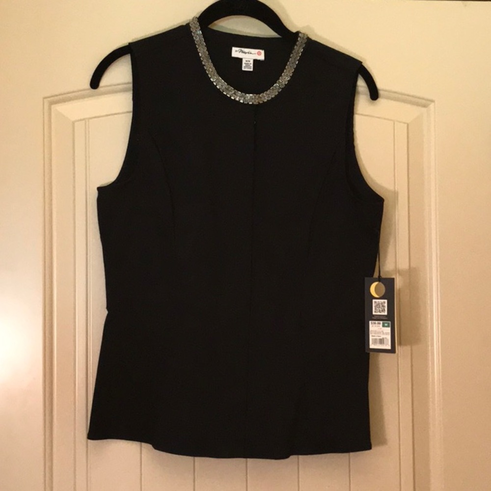 Black sleeveless peplum top..